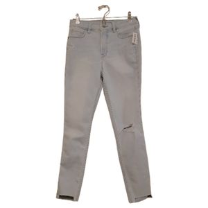 Light Blue Old Navy Women's High Waisted Stretch Super Skinny Ripped Jeans